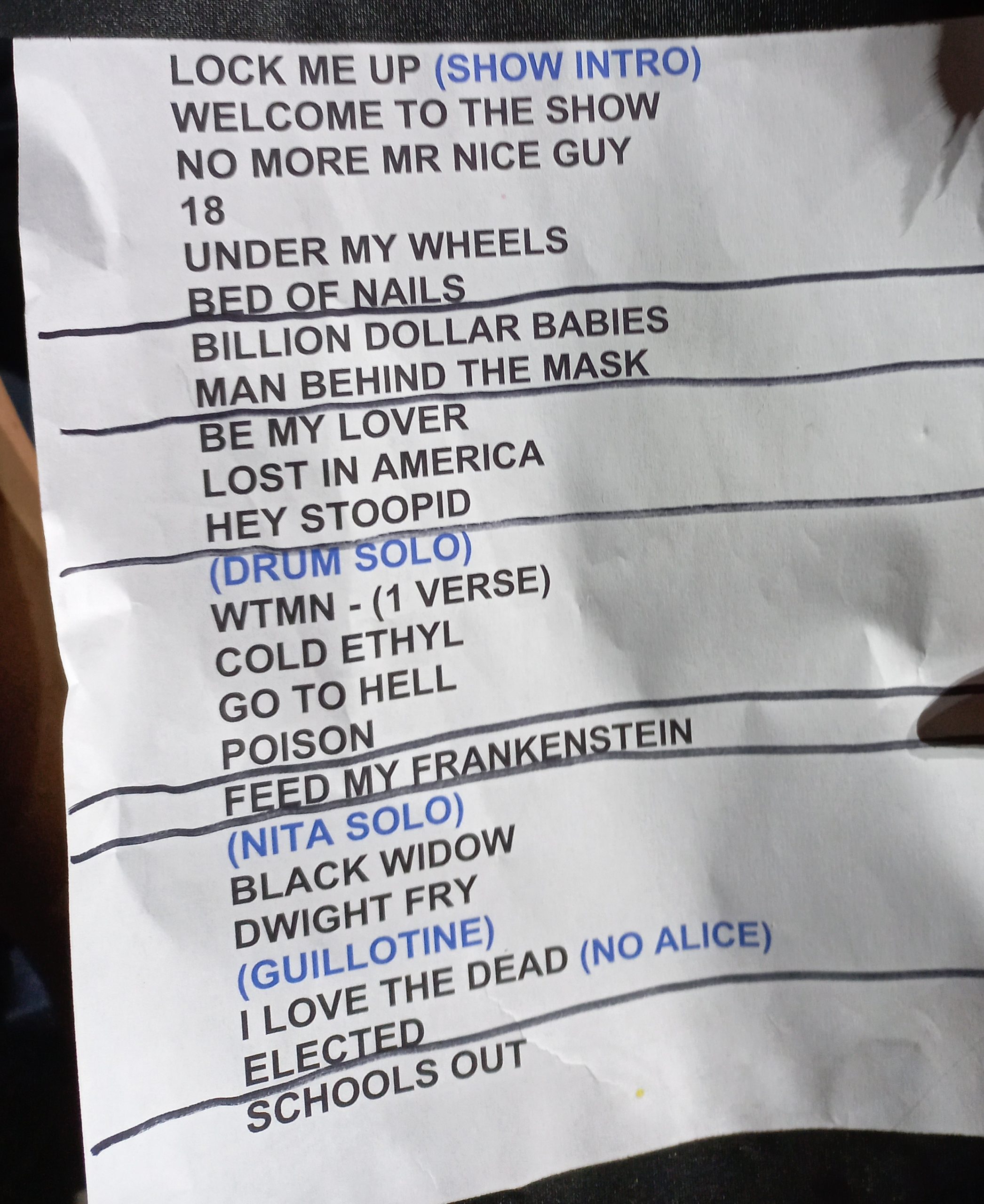 Setlist Alice Cooper Alma Festival Barcelona 2024